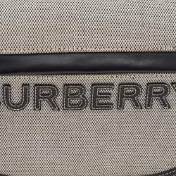 Burberry Black/White Logo Canvas and Leather Small Olympia Shoulder Bag