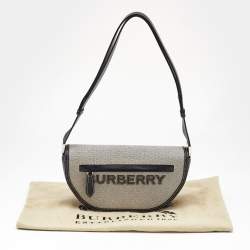 Burberry Black/White Logo Canvas and Leather Small Olympia Shoulder Bag