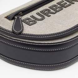 Burberry Black/White Logo Canvas and Leather Small Olympia Shoulder Bag