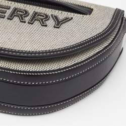 Burberry Black/White Logo Canvas and Leather Small Olympia Shoulder Bag