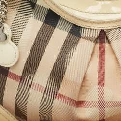 Burberry Cream/Beige House Check Heart PVC and Patent Leather Brooklyn Hobo