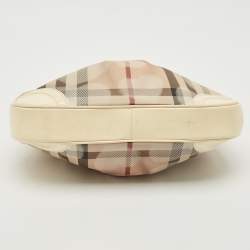 Burberry Cream/Beige House Check Heart PVC and Patent Leather Brooklyn Hobo