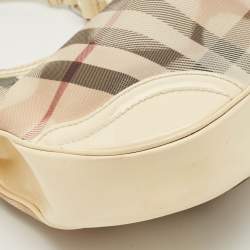 Burberry Cream/Beige House Check Heart PVC and Patent Leather Brooklyn Hobo
