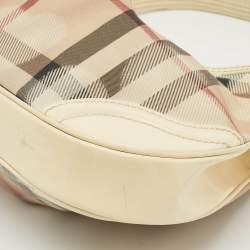 Burberry Cream/Beige House Check Heart PVC and Patent Leather Brooklyn Hobo