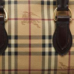 Burberry Beige/Brown Haymarket Check Coated Canvas Medium Bowling Bag