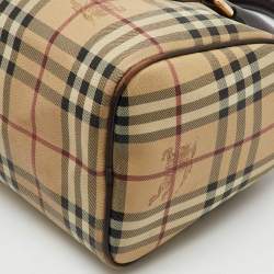 Burberry Beige/Brown Haymarket Check Coated Canvas Medium Bowling Bag