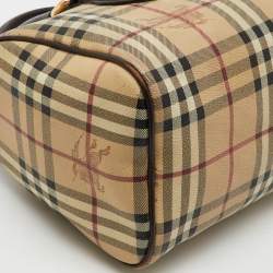 Burberry Beige/Brown Haymarket Check Coated Canvas Medium Bowling Bag