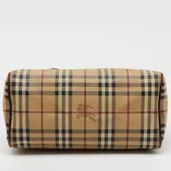 Burberry Beige/Brown Haymarket Check Coated Canvas Medium Bowling Bag