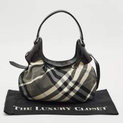 Pre Owned Burberry Black Smoked Check Nylon Brooklyn Hobo
