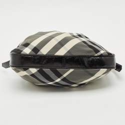 Pre Owned Burberry Black Smoked Check Nylon Brooklyn Hobo