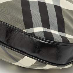 Pre Owned Burberry Black Smoked Check Nylon Brooklyn Hobo