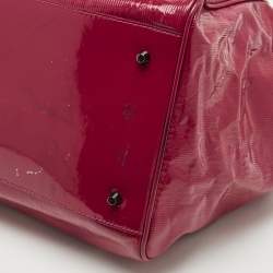 Burberry Red Check Embossed Patent Leather Large Bilmore Tote