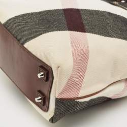 Burberry Brown Mega Check Canvas and Leather Tote