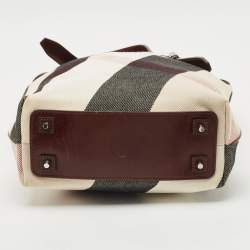 Burberry Brown Mega Check Canvas and Leather Tote