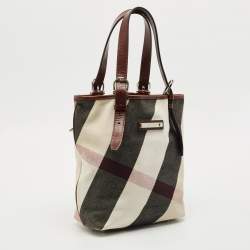 Burberry Brown Mega Check Canvas and Leather Tote