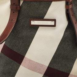 Burberry Brown Mega Check Canvas and Leather Tote