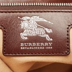 Burberry Brown Mega Check Canvas and Leather Tote