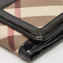 Burberry Beige/Black Supernova Check Coated Canvas and Patent Leather Continental Wallet 