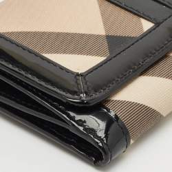 Burberry Beige/Black Supernova Check Coated Canvas and Patent Leather Continental Wallet 