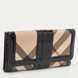 Burberry Beige/Black Supernova Check Coated Canvas and Patent Leather Continental Wallet 