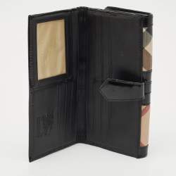 Burberry Beige/Black Supernova Check Coated Canvas and Patent Leather Continental Wallet 