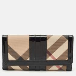 Burberry Beige/Black Supernova Check Coated Canvas and Patent Leather Continental Wallet 