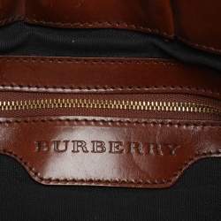 Burberry Brown House Check Canvas and Leather Bridle Whipstitch Tote