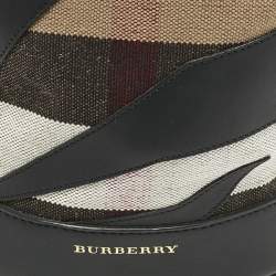 Burberry Black/ Beige Check Canvas and Leather The Bucket Backpack