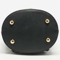 Burberry Black/ Beige Check Canvas and Leather The Bucket Backpack