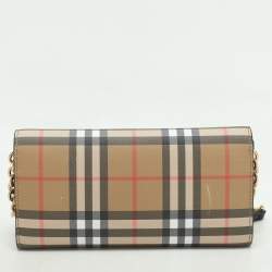 Burberry Beige Vintage Check Coated Canvas Henley Wallet On Chain