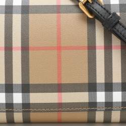 Burberry Beige Vintage Check Coated Canvas Henley Wallet On Chain