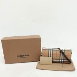 Burberry Beige Vintage Check Coated Canvas Henley Wallet On Chain
