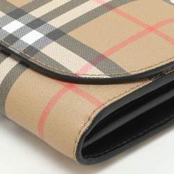 Burberry Beige Vintage Check Coated Canvas Henley Wallet On Chain