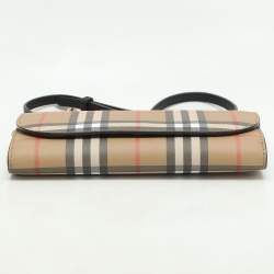 Burberry Beige Vintage Check Coated Canvas Henley Wallet On Chain