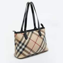 Burberry Black/Beige Super Nova Check PVC and Patent Leather Regent Tote