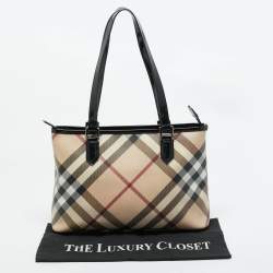 Burberry Black/Beige Super Nova Check PVC and Patent Leather Regent Tote