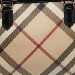 Burberry Black/Beige Super Nova Check PVC and Patent Leather Regent Tote