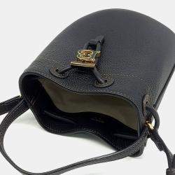Burberry Black Leather Mini TB Bucket Bag