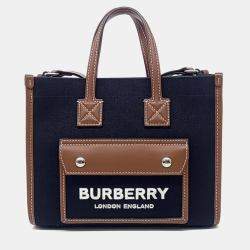 Burberry Black/Brown Canvas Freya Tote Mini Bag