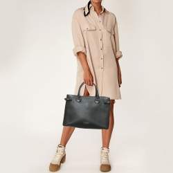 Burberry Black Leather and House Check Canvas Medium Banner Tote