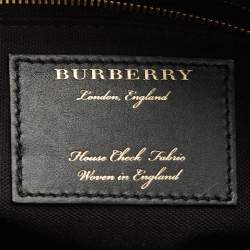 Burberry Black Leather and House Check Canvas Medium Banner Tote