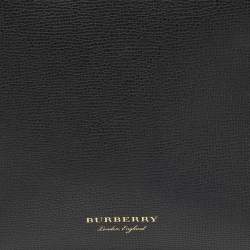 Burberry Black Leather and House Check Canvas Medium Banner Tote