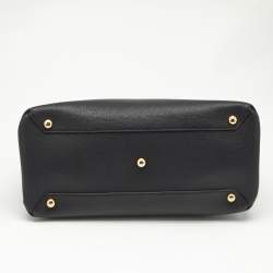Burberry Black Leather and House Check Canvas Medium Banner Tote