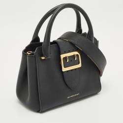 Burberry Black Leather Small Buckle Tote