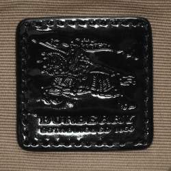 Pre Owned Burberry Black/Beige Nova Check PVC and Patent Leather Brooke Hobo