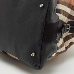 Burberry Black/Beige House Check Canvas and Leather Duffel Bag