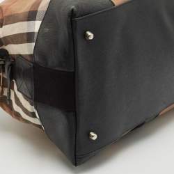 Burberry Black/Beige House Check Canvas and Leather Duffel Bag