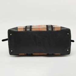 Burberry Black/Beige House Check Canvas and Leather Duffel Bag