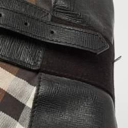 Burberry Black/Beige House Check Canvas and Leather Duffel Bag