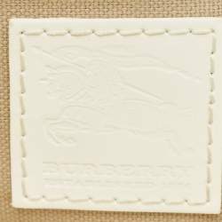 Pre Owned Burberry White/Beige House Check PVC and Patent Leather Open Heart Tote